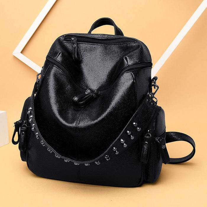 Gambar TAS RANSEL WANITA KULIT TEBAL IMPORT UKURAN BESAR JUMBO BISA SELEMPANG - Black dari Tasmurah Ok New Generation undefined Tokopedia