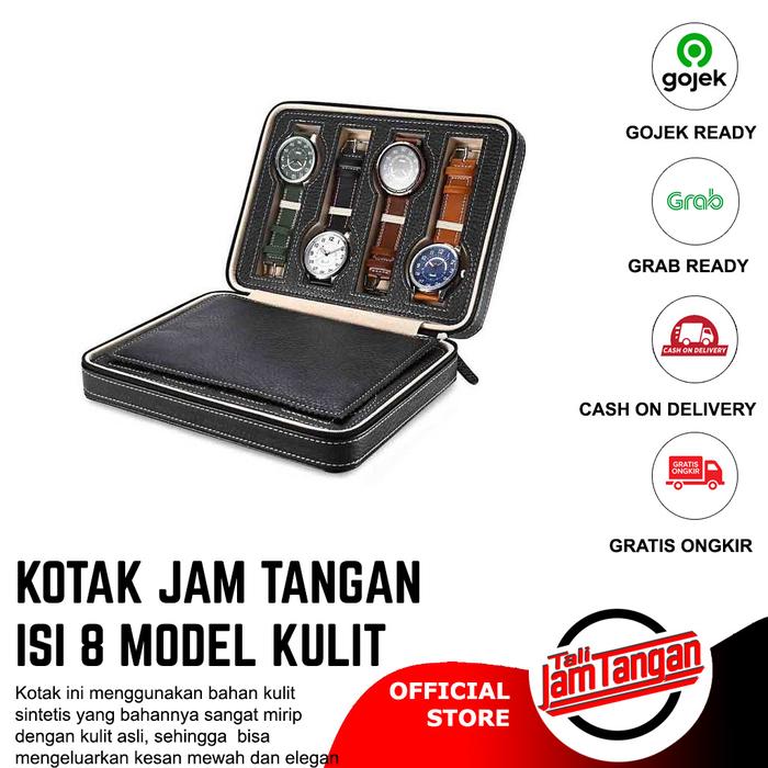 Gambar Kotak Jam Tangan Isi 8 Bahan Kulit Sintetis Watch Display Box 8 Grid - Hitam dari Tali Jam Tangan com undefined Tokopedia