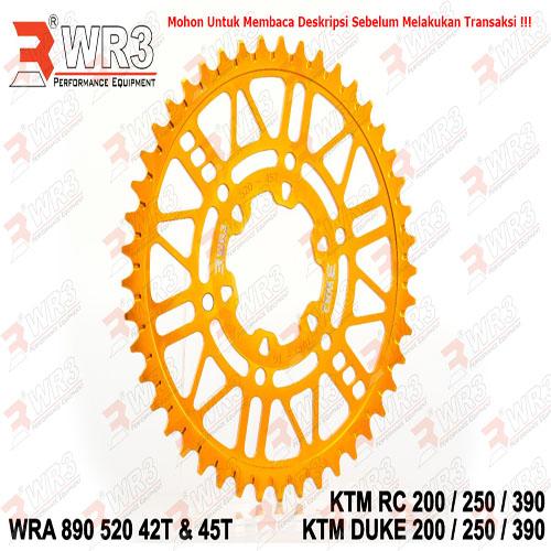Gambar Gear Belakang WR3 WRA 890-520 KTM Rc /Duke 200/250/390 42T-45T - Gold, 42T dari WR3 undefined Tokopedia