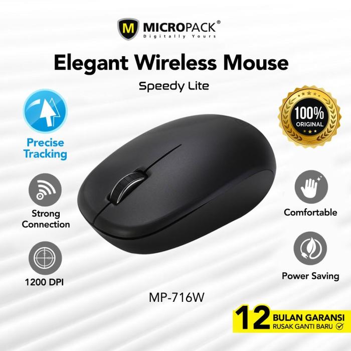 Gambar MicroPack MP-716W Mouse Wireless Black - Hitam dari Manekistore undefined Tokopedia