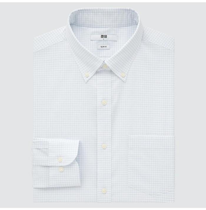 Gambar UNIQLO-KEMEJA FINE CLOTH EASY CARE STRETCH SLIM FIT LENGAN PANJANG - 60-LIGHT BLUE-L dari Rekyan Berkah undefined Tokopedia