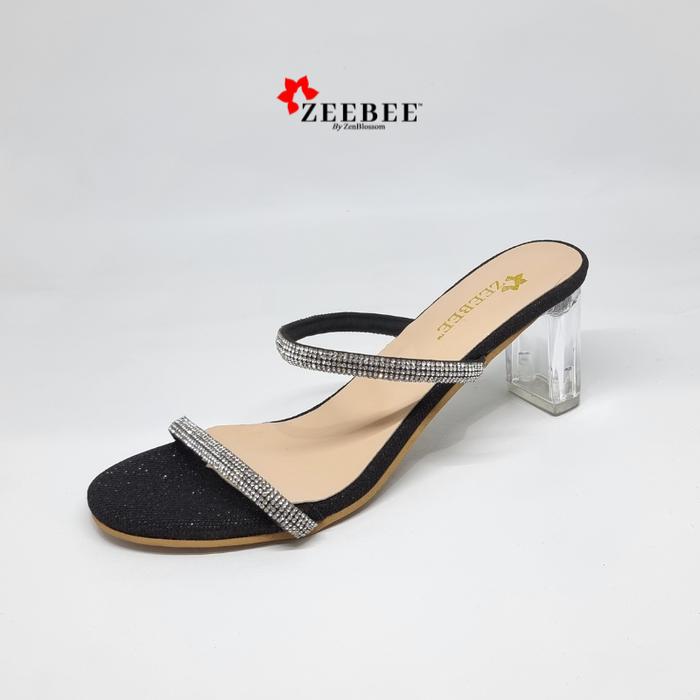 Gambar Sandal Wanita Heels Kaca 7 cm ZeeBee Edelle - Hitam, 36 dari ZenBlossom undefined Tokopedia