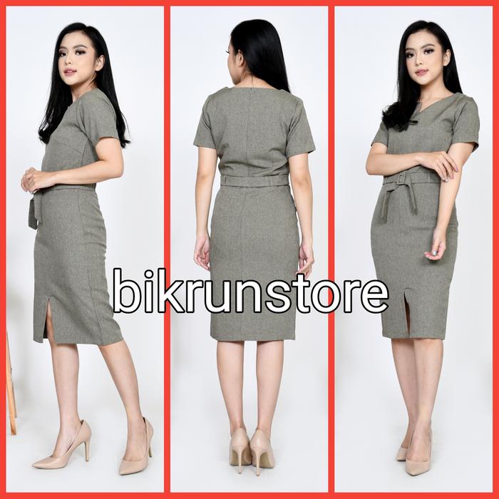 Gambar Dress Kerja Wanita Kantor Formal High Premium Quality K01 - Abu-abu, S - Mocca, L dari inayafashion undefined Tokopedia