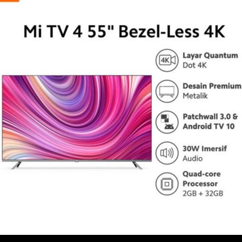 Gambar Xiaomi Official Mi TV 4 55" Bezel-less 4K LED Smart TV Android MURAH dari Rumah Game Official undefined Tokopedia