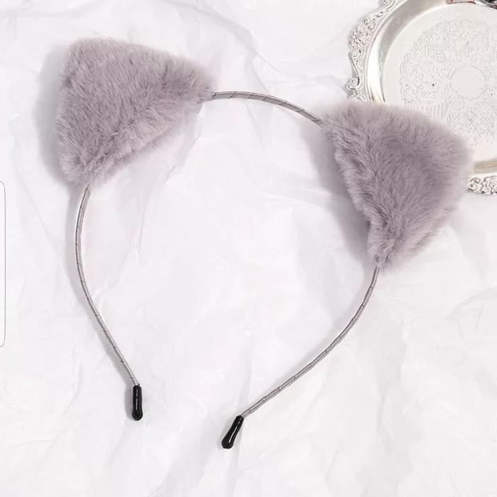 Gambar Bando Telinga Kucing Bulu Ikat Rambut Rias Wajah Cuci Manis Cute - Grey dari Star Gallery undefined Tokopedia