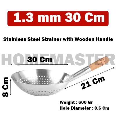 Gambar Serok/Saringan/Tirisan/Strainer Gorengan Jumbo Stainless 30 Cm SS30 - 1.3 mm Kayu dari HomemasterShop undefined Tokopedia