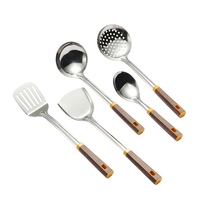 Gambar Ollahom Kitchen Utensil Spatula Sutil Stainless Gagang Kayu - 1 SET dari Ollahom Official Store undefined Tokopedia
