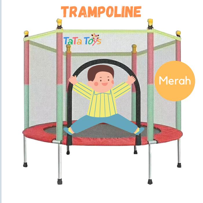 Gambar Trampoline Anak & Dewasa / Jumping Lebar 140cm Maks 150kg Trampolin - Merah dari TaTa Toyz undefined Tokopedia