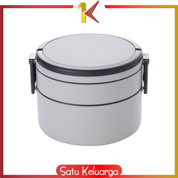 Gambar SK-C478 Kotak Makan 2 Tingkat Lunch Box Susun Material Plastik Food Gr - BULAT, Abu-abu dari Satukeluarga undefined Tokopedia