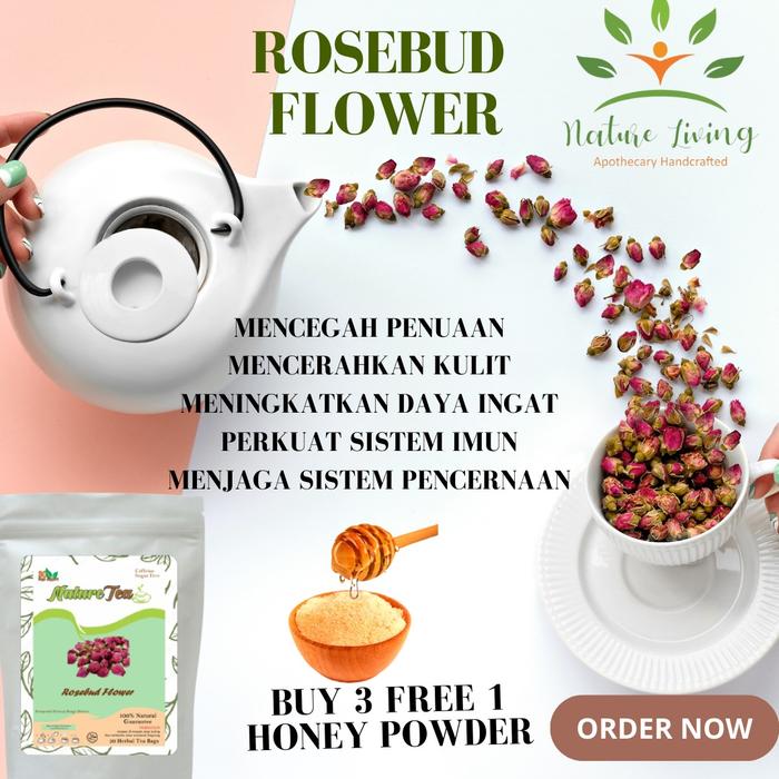 Gambar Teh Herbal 100% Organic 30 tea bag - Nature Tea by Nature Living - Rosebud dari AnHao undefined Tokopedia