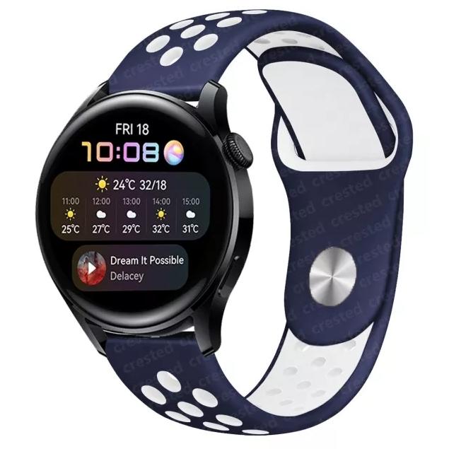Gambar STRAP TALI JAM WATCH RUBBER KARET MODEL NIKE HUAWEI GT2E GT 2E 46MM - NAVY WHITE dari Jktmanshop undefined Tokopedia