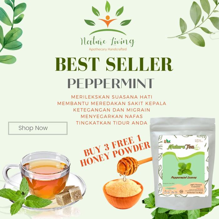 Gambar Teh Herbal 100% Organic 30 tea bag - Nature Tea by Nature Living - Peppermint dari AnHao undefined Tokopedia