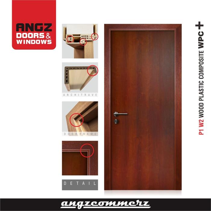 Gambar Pintu WPC Set Kusen Laminasi Sheet Pintu Kamar Mandi Pintu Depan Utama - P1 W2 910X2100 dari ANGZDOORS &amp; WINDOWS CENTER undefined Tokopedia