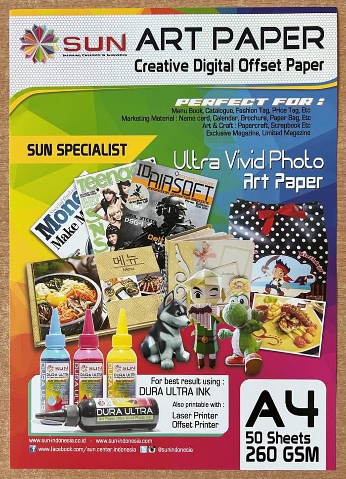 Gambar Kertas Art Paper Sun Art Paper A4 (100 120 150 210 230 260 gsm) - 260 gsm dari Adamo Store undefined Tokopedia
