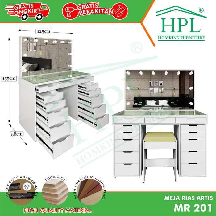 Gambar MEJA RIAS ARTIS HPL Glamour,Modern, Elegant - Putih dari HOMKING Furniture undefined Tokopedia