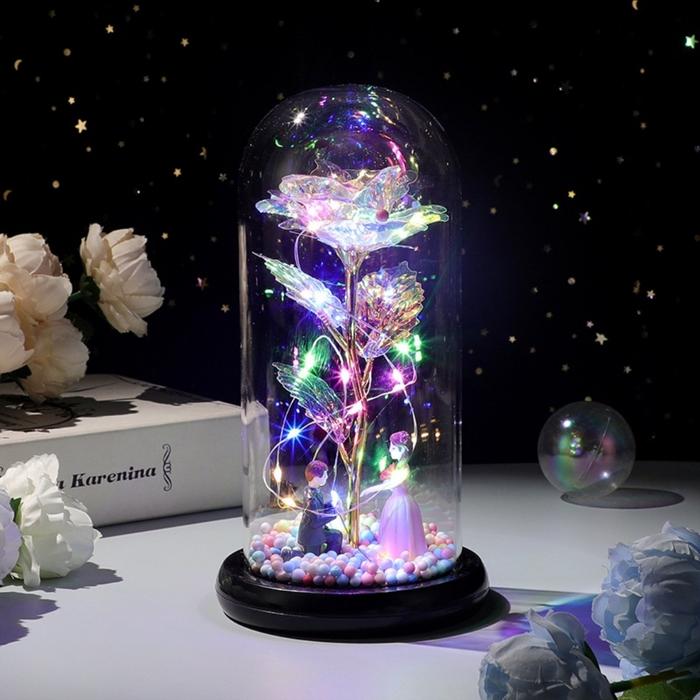 Gambar Lampu LED Bunga Mawar Rainbow Dekorasi Beauty And The Beast Rose - Wedding White dari Kemiri Oktina undefined Tokopedia