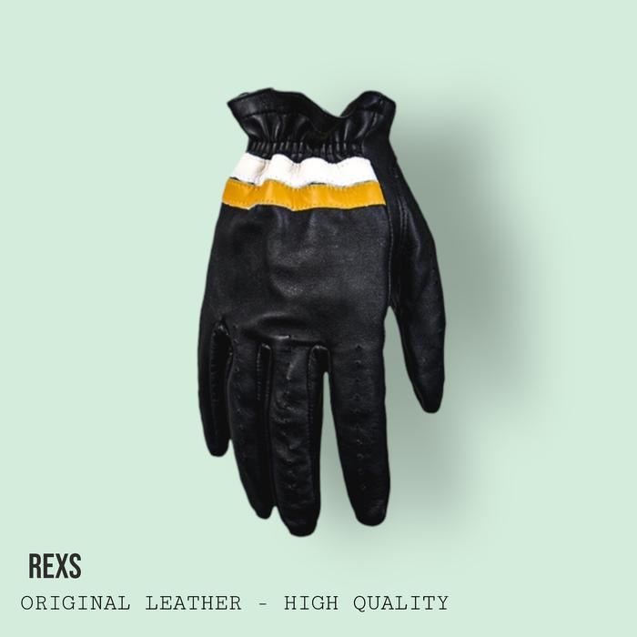 Gambar Rexs Gloves – Sarung Tangan Motor Kulit Asli Pria Wanita | Full Finger, Stylish & Safety & Elegan - Hitam Kombinasi Kuning Putih - Hitam, M dari Rexs Official Kota Administrasi Jakarta Selatan Tokopedia