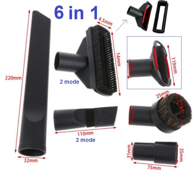 Gambar Brush 35mm Nozzle 32mm Accessories Universal Black Vacuum Cleaner Dust - 6 in 1 -Best dari KRstorex undefined Tokopedia