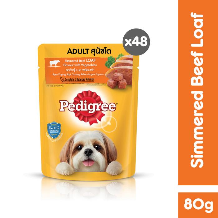 Gambar PEDIGREE Makanan Anjing Basah Pouch 80gr - Isi 48 - Beef & Veg dari Pedigree Official Store undefined Tokopedia