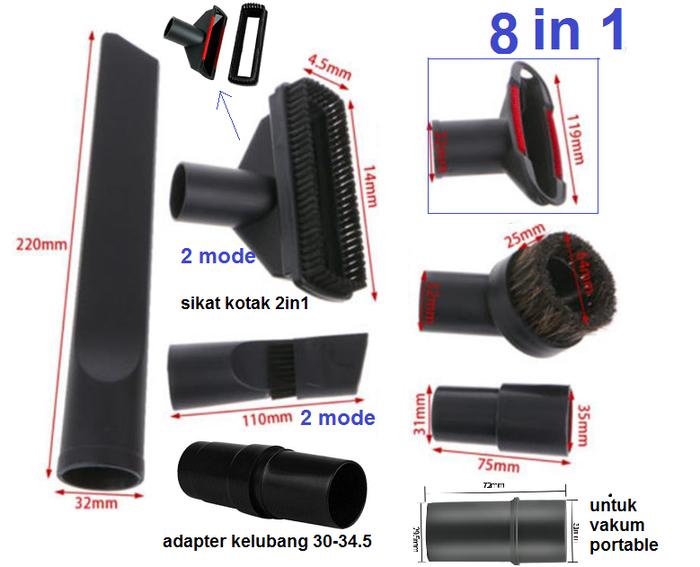 Gambar Brush 35mm Nozzle 32mm Accessories Universal Black Vacuum Cleaner Dust - 8 in 1-Best dari KRstorex undefined Tokopedia