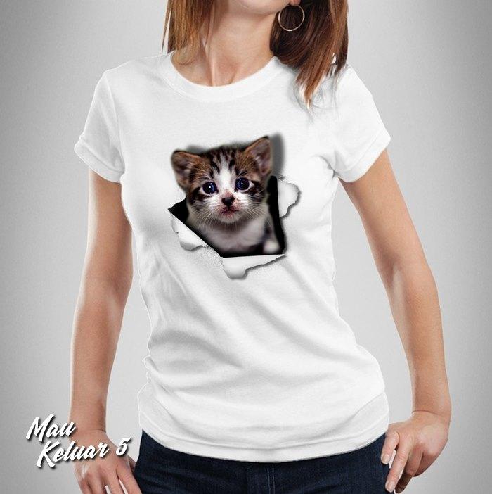 Gambar Baju KAOS KUCING KITTEN CAT Kaos Cewek Gambar KUCING Mau Keluar 5 - Putih, M dari kaos3dbagus undefined Tokopedia