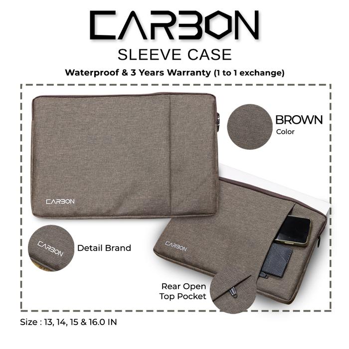 Gambar SOFTCASE LAPTOP NOTEBOOK SLEEVECASE CARBON ANTI AIR - BROWN, 13"-14" dari Optima Tech undefined Tokopedia