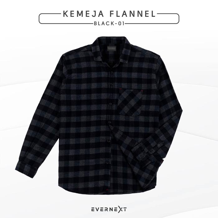 Gambar Kemeja Cowok High Quality Kemeja Pria Lengan Panjang Premium Flannel - BLACK 01, L dari JUMPOUT STORE undefined Tokopedia
