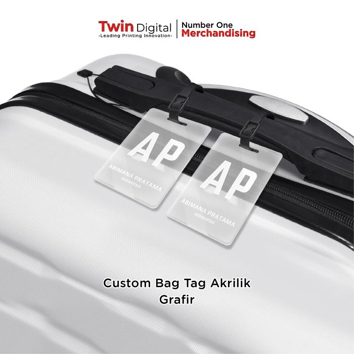 Gambar Custom Bag Tag Nama Tas Koper Akrilik - Bag Tag Kotak Grafir 02 - Putih dari twindigital.id undefined Tokopedia