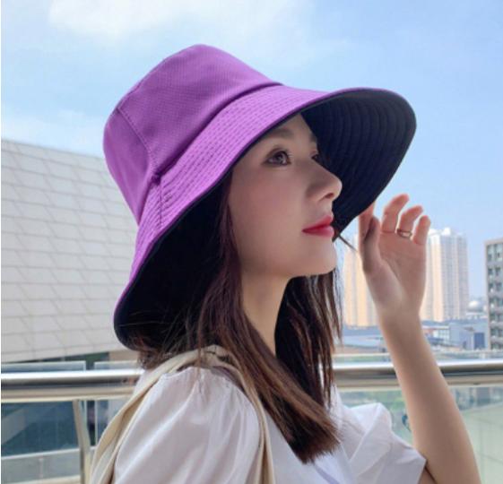 Gambar Topi Pantai Topi Musim Panas Wanita Lipat Bucket Hat /Fashion Anti - Summer Purple dari Acc Perhiasan undefined Tokopedia