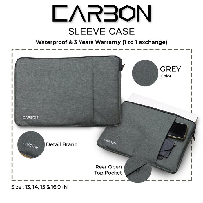Gambar SOFTCASE LAPTOP NOTEBOOK SLEEVECASE CARBON ANTI AIR - GREY, 13"-14" dari Optima Tech undefined Tokopedia