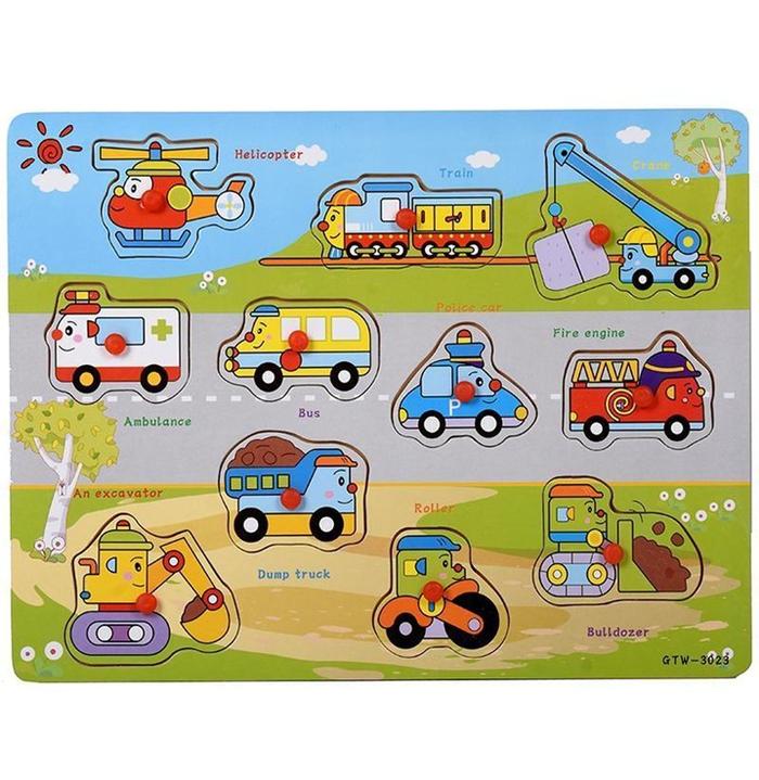 Gambar (BISA COD) Mainan Edukasi Anak Puzzle Kayu Knob Background Bergambar - Kendaraan dari foxymart88 undefined Tokopedia