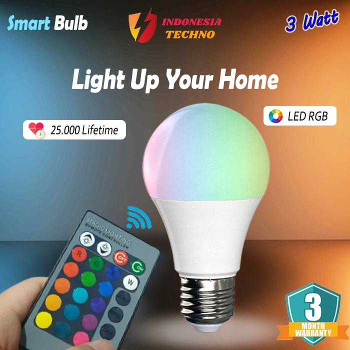 Gambar Smart Bulb TaffLED Light RGB Multicolor Lampu Bohlam Pintar E27 3W dari Indonesia Techno undefined Tokopedia