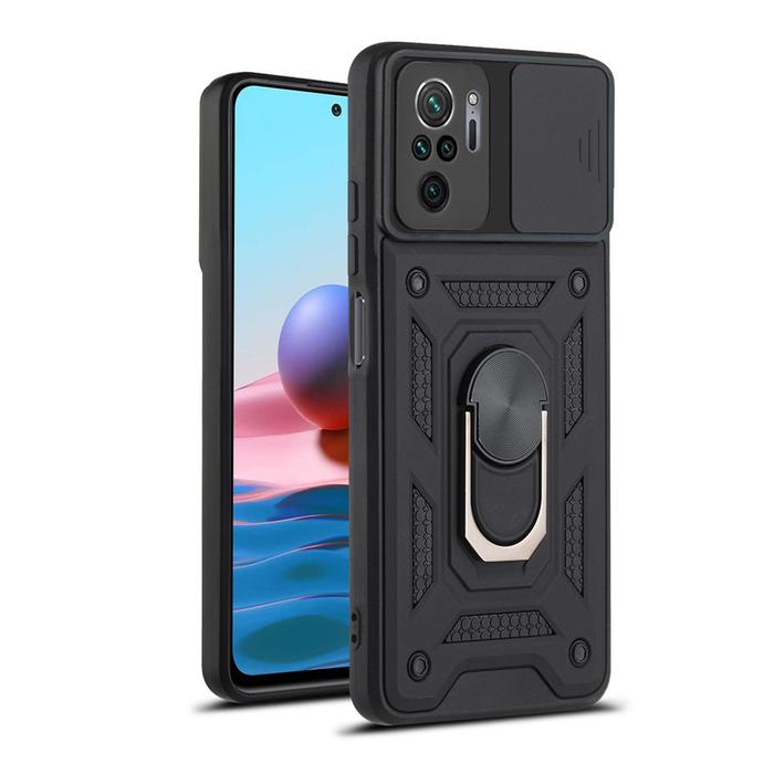Gambar Xiaomi Redmi Note 10 - Note 10s Case ARMOR SLIDE CAMERA PROTECTION - Hitam, Redmi Note 10S dari Drawacc undefined Tokopedia