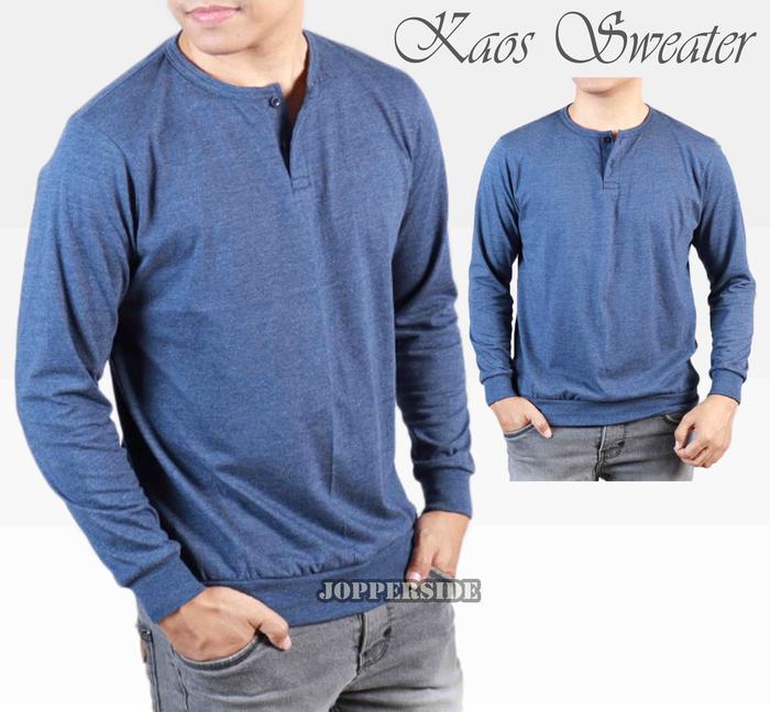 Gambar Kaos sweater distro vintage polos kancing henley sweatshirt pria ksw1 - NAVY MISTY, M dari JOPPERSIDE undefined Tokopedia