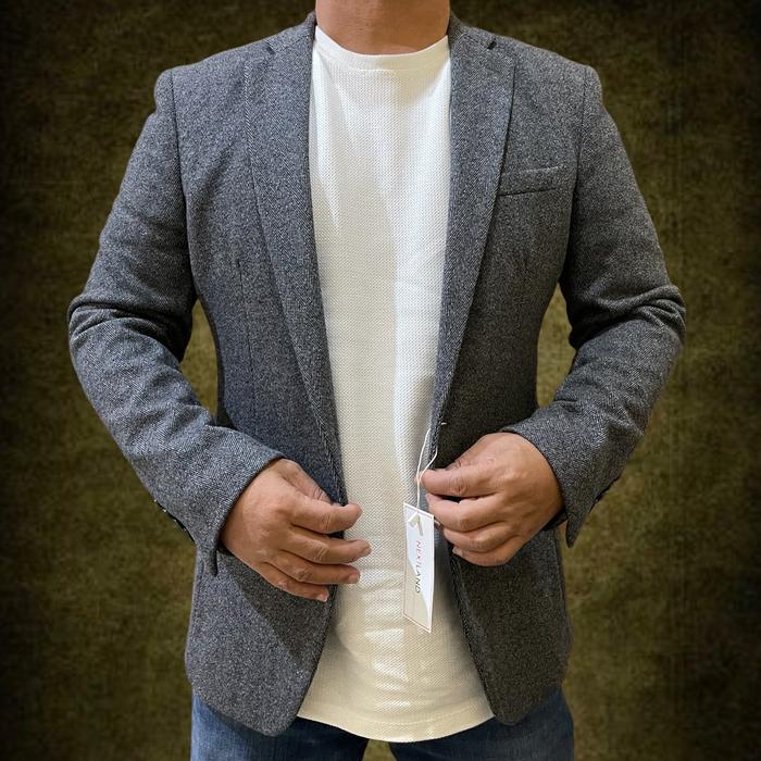 Gambar slim fit strech NEXTLAND blazer pria casual jas pria berkwalitas - abu abu, 46/M dari NEXTLAND undefined Tokopedia