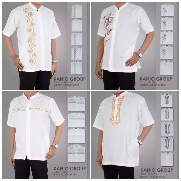 Gambar Baju Koko bordir / baju koko katun mikro / baju koko lengan pendek - bordir putih f, M dari ALFAUZI COLLECTION Kota Administrasi Jakarta Barat Tokopedia