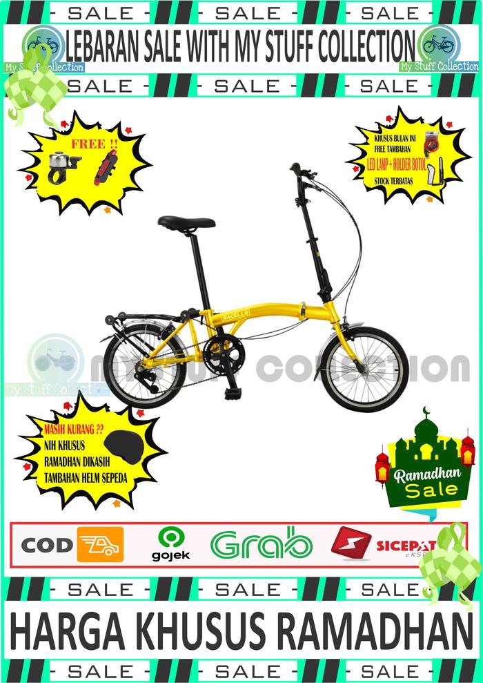 Gambar SEPEDA LIPAT TRIFOLD LIPAT TIGA OIS BY RACELLO UKURAN 16 INCH 3S - Kuning dari MyStuff collection undefined Tokopedia