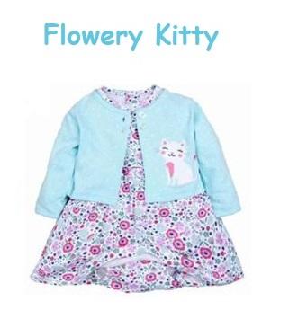 Gambar Girl Romper Dress with Cardigan / Dress Jumper Bayi Perempuan - Flowery Kitty dari Momme Nastka-Nastkababy undefined Tokopedia