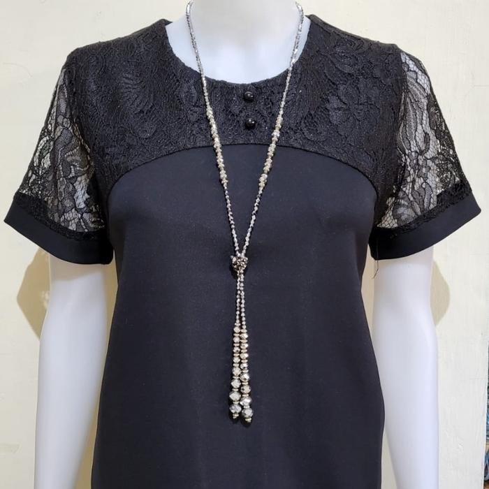 Gambar Atasan Kombinasi Scuba Brukat - Hitam, L dari Aneka Trends undefined Tokopedia