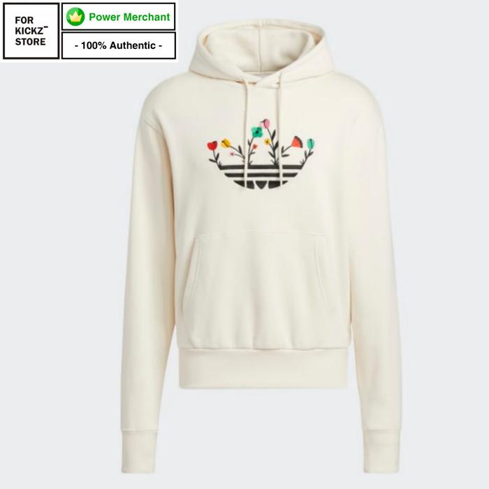 Beige Adidas Blue Trefoil Hoodie Adidas Originals Adicolor