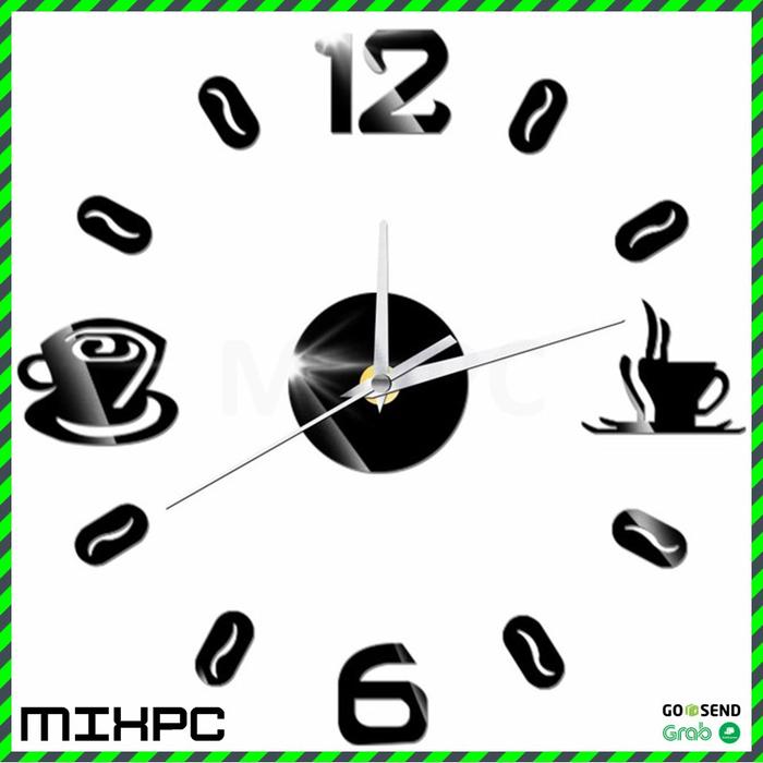 Gambar Jam Dinding Quartz DIY Acrylic 50-60cm Model Coffee Bell - Black - 30cm Coffee Bel dari MIXPC undefined Tokopedia