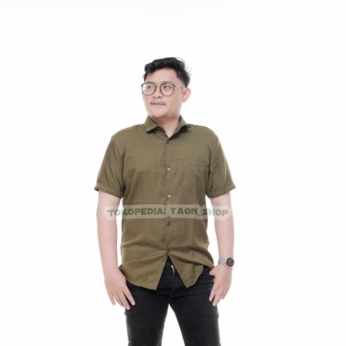 Gambar Kemeja Pria Lengan Pendek Loyal Baju Hem Cowok Polos Katun Original - Army, M dari Loyal Official undefined Tokopedia