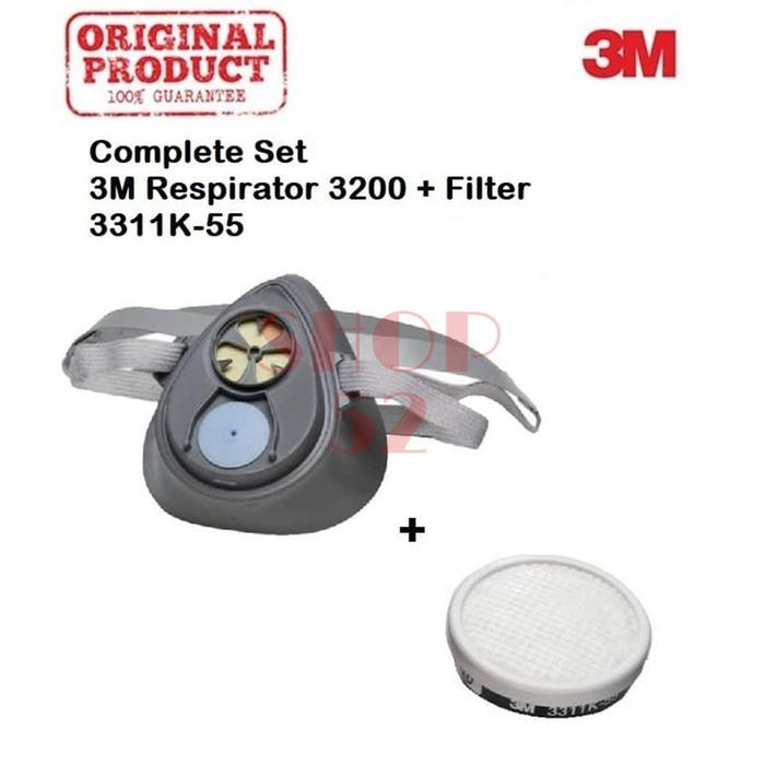 Jual 3M Masker Pernapasan Respirator 3200 dengan Filter 3311K-55 ...