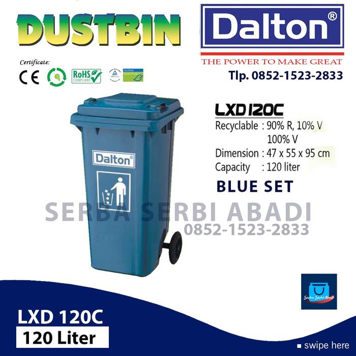 Gambar tempat sampah besar HDPE 120 liter roda dalton - Biru dari serbaserbi abadi undefined Tokopedia