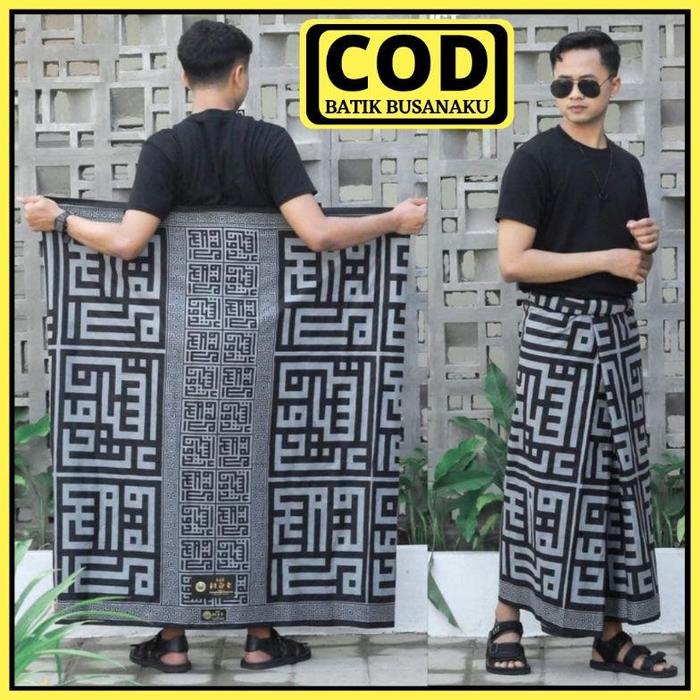 Gambar Berkah!! Sarung Batik Pria /Sarung Batik Motif Khot Kufi Ukuran 120 x - KUFI ABU, 120x220 dari LeonitaLand undefined Tokopedia