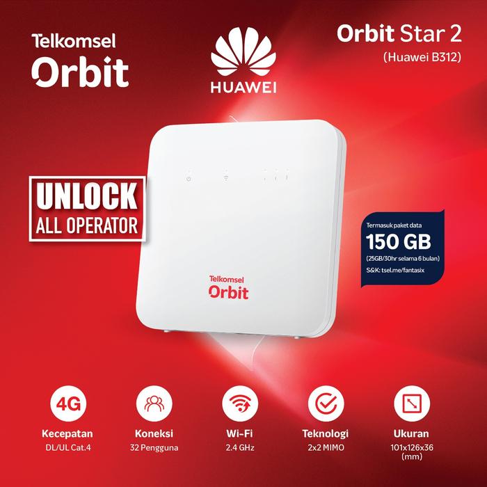 Gambar Orbit Star 2 Telkomsel Huawei B312 Bonus Data (UNLOCK ALL OPERATOR) dari SAK_ONLINE undefined Tokopedia