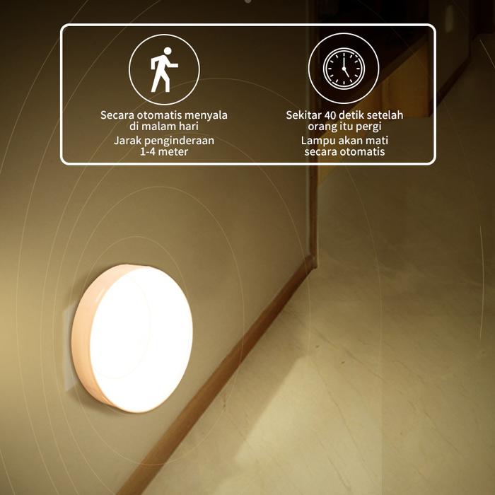 Gambar Kamar Lampu LED Sensor Otomatis Gerak LAMPU DINDING SENSOR OTOMATIS Baterai Putih kuning - Putih, 500mAh dari Starrysky- undefined Tokopedia