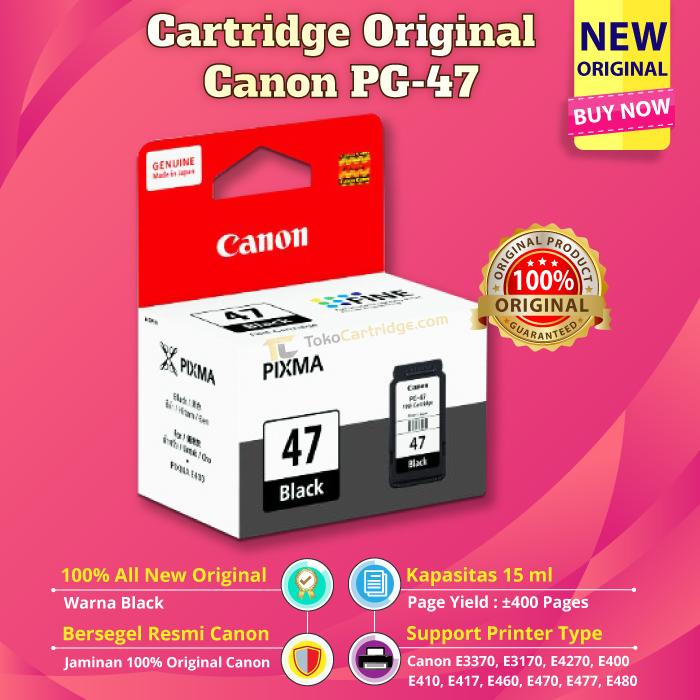 Gambar cartridge canon PG 47 E410 E400 E480 E460 E470 E477 E3370 E3170 E3177 - PG47 Black dari Toko Cartridge ID undefined Tokopedia