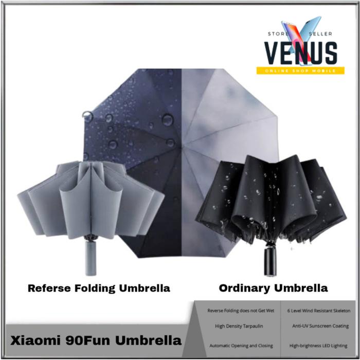 Gambar 90 Fun Automatic umbrella With Flashlight - Payung Lipat Otomatis - Hitam dari Venus Mobile undefined Tokopedia
