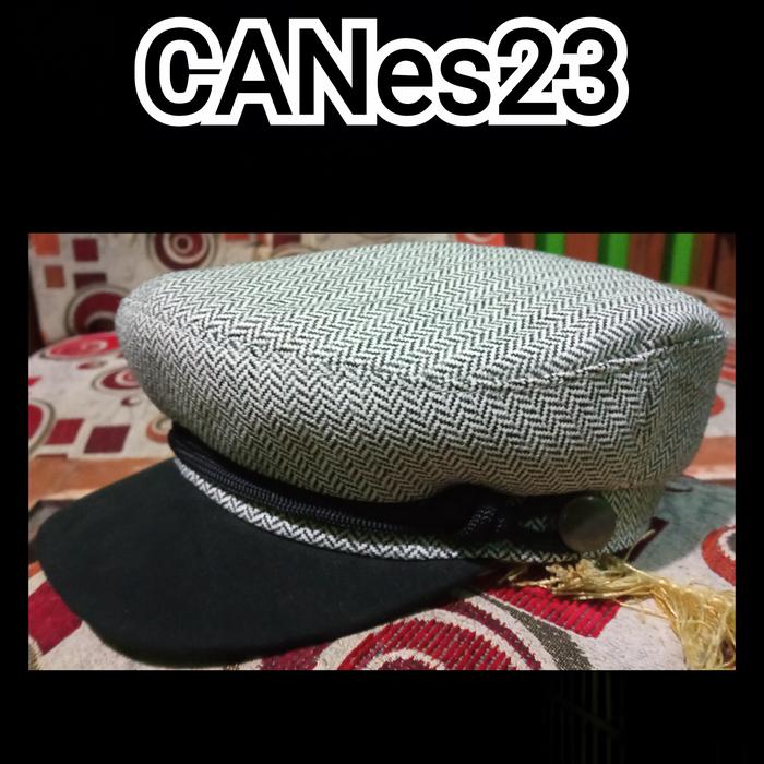 Gambar Topi Kapten Kapal Militer / Topi Fisherman / Topi Sailor Hat Pria Pet - abu hitam, L dari CANes undefined Tokopedia